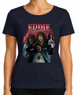 Produktbild von Eddie Munson Hellfire Club Stranger Metal Geschenk Vintage Serie Damen T-Shirt, Navy, 3XL