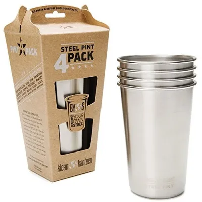 Produktbild von Klean Kanteen Steel Pint 16oz/473ml - 4er Pack - Trinkbecher - Gebürstetes