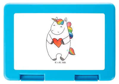 Produktbild von Mr. & Mrs. Panda Bentobox Einhorn Herz - Weiß - Geschenk, Einhörner, Bento Box, Snackbox, Anders, Lunchbox, Deko, Unicorn, Freundin, Frischhaltedose, Brotbehälter