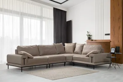 Immagine prodotto di Elegante divano angolare beige soggiorno zona giorno divano a L di design