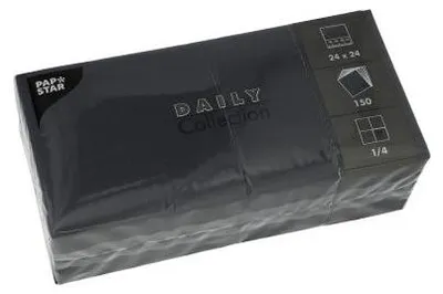 Produktbild von 150 Servietten "DAILY Collection" 1/4-Falz 24 cm x 24 cm schwarz