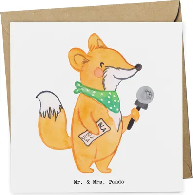Produktbild von Mr. & Mrs. Panda Grußkarte Moderatorin Herz - Weiß - Geschenk, faltkarte, anlasskarte, Klappkarte, doppelkarte, Glückwunschkarte