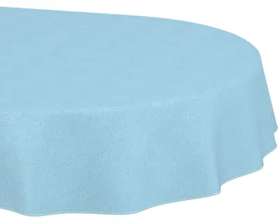 Produktbild von Tischdecke 140x160cm Oval Hellblau DanceDirty abwaschbar Leinenoptik wetterfest Falschuni Modern mit Saumkante