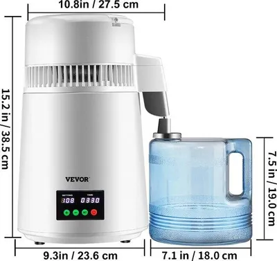 Productafbeelding van De waterdestilleerder - Gebruiksvriendelijk display - 1 liter per uur - 4 liter tankinhoud - Wit