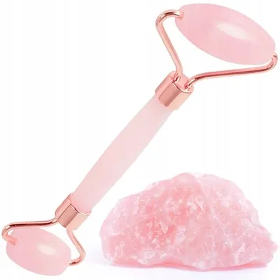 Produktbild von Natürlicher Rosenquarz Gesichtsmassage Roller Gua Sha MK1