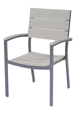 Produktbild von Garden Pleasure Stapelstuhl 2er Set OLIVIA, Aluminium/Non-Wood, Achatgrau/Eisengrau, Stapelbar, Wetterfest, UV-beständig, 42 cm, 10x13 cm