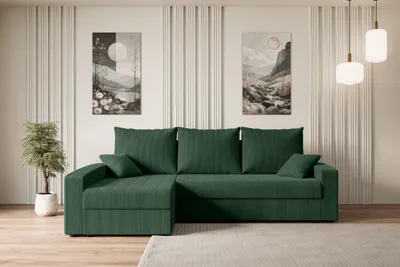 Produktbild von ALTDECOR Ecksofa mit Schlaffunktion und Bettkasten Corner Sofa Bett Eckcouch Couch L-Form Schlafcouch Ausziehbar Wohnlandschaft Schlafsofa Cauchsofa  ALESIA-L -231x140x90 cm Grün