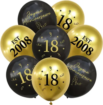 Image de Ensemble de ballons, 24 pièces, noir et or, 30 cm, pour une fête d'anniversaire