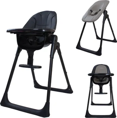 Image de Born Lucky Hochstuhl 2-en-1 avec transat pour bébé, couleur noire – chaise haute évolutive pour enfants, utilisable dès la naissance jusqu'à 3 ans (15 kg), pliable, avec harnais 5 points