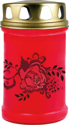 Produktbild von Grabkerze Rot, Brenndauer: 48 Stunden, Motiv: Rose