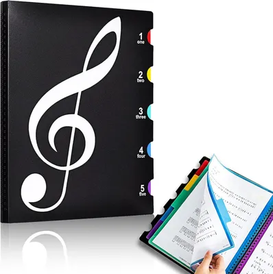 Productafbeelding van A4 notitiehouder, transparant, met kleurencodes, 10 vakken, voor muziekdocumenten