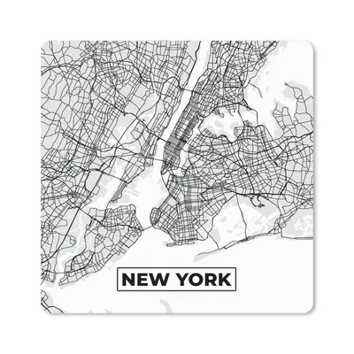 Produktbild von MuchoWow® Mauspad Mousepad New York - Stadtplan - Schwarz und weiß - Karte 20x20 cm - Mousepads - Maus Mat - Pad - Mausunterlage - Desk Mat - Bureauartikeln