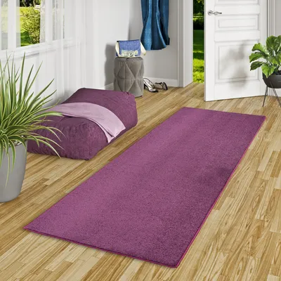Produktbild von Hochflor Velours Läufer Teppich Luna Lila, Größe:80x160 cm
