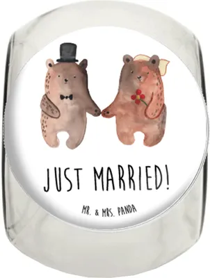 Produktbild von Mr. & Mrs. Panda Süßigkeitenglas Bär Heirat L 870ml - Weiß - Geschenk, Bonbonglas, Vorratsglas, Vorratsdose, Aufbewahrungsdose, Teddy, Kaffeedose, Teedose
