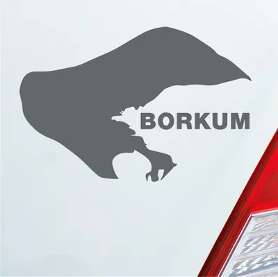 Produktbild von Auto Aufkleber Borkum Insel Deutschland Kontur Urlaub Spaß 10x7 cm Grau Sticker Heckscheibenaufkleber