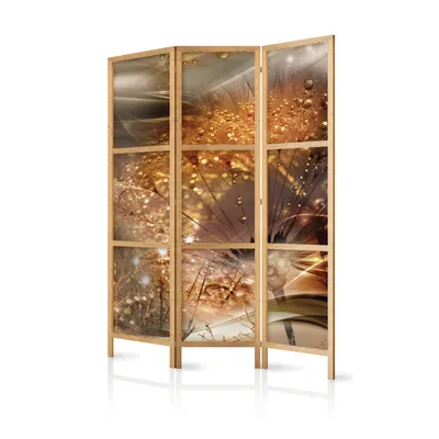 Zdjęcie produktu dla Parawan Dandelion Abstract 135x171 cm - 3-częściowy - jednostronny - elegancki parawan - ścianka działowa - ścianka działowa - drewno - motyw dekoracyjny - dekoracja - Japonia b-A-0360-z-b