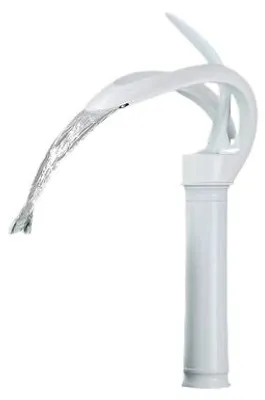 Produktbild von KLARWERK® NAVIS | Wasserfall Wasserhahn Bad Weiß hohe Badarmatur | Edelstahl Armatur für hohe Waschbecken | Mischbatterie 2 Anschlüsse