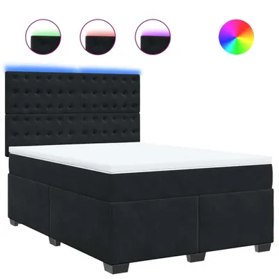 Produktbild von Boxspringbett mit Matratze Schwarz 140x200 cm Samt
