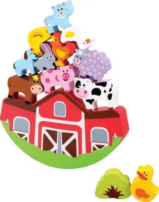 Produktbild von Lelin 50065 Holz - Balancespiel Farm / Bauernhof. Balanciere die Holztiere. 13 teilig