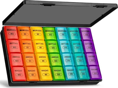 Obrázok produktu pre Box na tablety 7 dní Veľké priehradky Čierny organizér Ginungagap