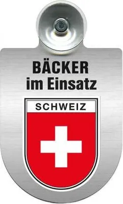Produktbild von Einsatzschild Windschutzscheibe incl. Saugnapf - Bäcker im Einsatz - 309748 - incl. Regionen nach Wahl Color - Region Schweiz