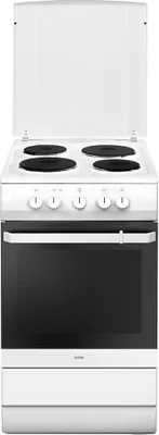 Produktbild von Amica SHE 11546 W Elektroherd, Weiß, 50 cm Breite, , Ober-/Unterhitze, 4 Kochfelder, Hitzeschutz-T?r, Selbstreinigungsfunktion