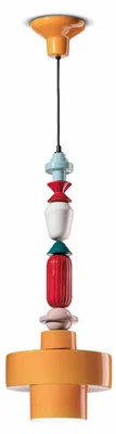Zdjęcie produktu dla Ferroluce ceramiczna lampa wisząca Lariat 74cm pomarańczowa okrągła