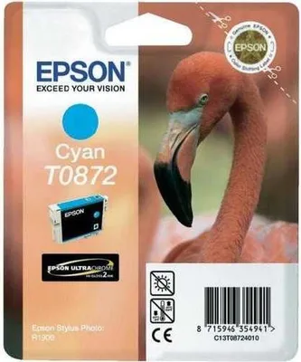 Produktbild von Epson Flamingo Singlepack Cyan T0872 Ultra Gloss High-Gloss 2, Cyan, 11,4 ml, 1 Stück(e)