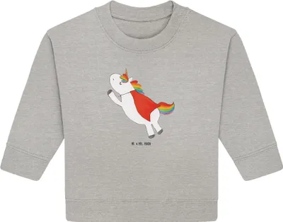 Produktbild von Mr. & Mrs. Panda Organic Baby Pullover Einhorn Geburtstag 24. - 36. Monat - Heather Grey - Geschenk, Einhörner, Freundin, Bullover, Superheld, Unicorn