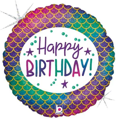Produktbild von 18"/Ø46cm Folienballon "Happy Birthday" Meerjungfrau Glitter