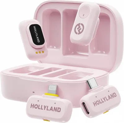 Obrázok produktu pre Hollyland Lark A1 – Bezdrôtová súprava lavalierových mikrofónov – 48 kHz/24-bitová kvalita zvuku, 3-stupňová potlačenie šumu, 54 hodín výdrže batérie – ružová