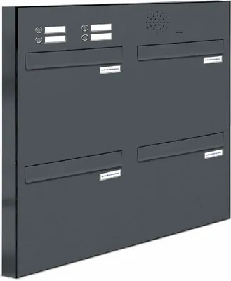 Produktbild von 4er Briefkastenanlage für Tür- Zaundurchwurf Klingel RAL 7016 Anthrazit
