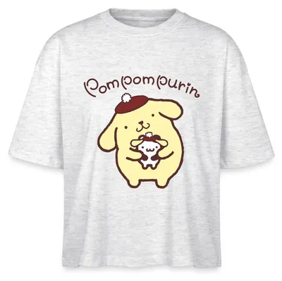 Produktbild von Spreadshirt Pompompurin & Muffin Verkleidet Boxy Shirt Damen, S, Weiß meliert