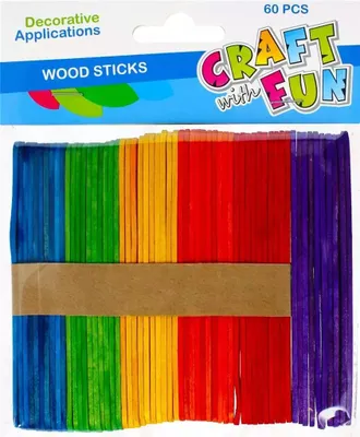 Productafbeelding van Houten stokjes, kleurrijk, 60 stuks - collectieve creatie