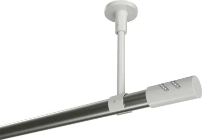 Produktbild von Interdeco Gardinenstange / Vorhangstange Edelstahl-Optik / Weiß, Typ Sonette Zoena (Glitzerzylinder) ohne Ringe, Deckenmontage, 20 mm Ø 1-läufig, 200 cm