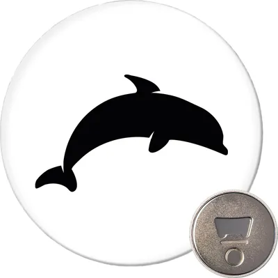 Produktbild von Huuraa Magnet Delfin Silhouette 59mm Kühlschrankmagnet rund Flaschenöffner Geschenkidee