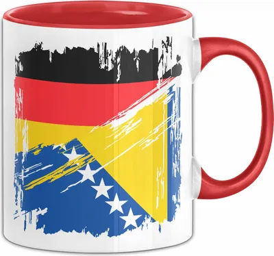 Produktbild von Bosnien Und Herzegowina Deutschland Flagge Halb Deutscher Halb Bosnier Fußball Germany 2024 Europa Bosnia And Herzegovina (Rot)