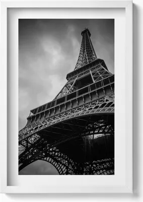 Produktbild von Eiffelturm - Paris, Frankreich– Wandbild mit Rahmen – Gerahmtes Bild  – Wanddekoration – 40x60 cm – Weiß