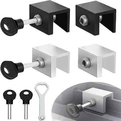 Produktbild von Fenstersicherung 4 Stück, verstellbares Türschloss mit Schlüssel, für Fenstersicherheit