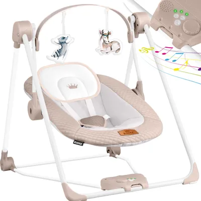 Produktbild von KIDIZ® Babywippe Babyschaukel mit 5 Geschwindigkeitseinstellungen zusammenklappbarer Baby Wippe Schaukel Babyhochstuhl mit Spielbogen Spielzeugen 5 beruhigende Naturgeräusche neugeborene