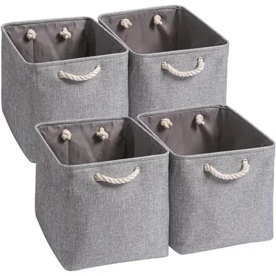 Productafbeelding van Opbergboxen van stof, 33x38x33 cm, grijs, set van 4