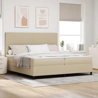Immagine prodotto di Maison Exclusive - Letto boxspring grigio chiaro e bianco 200 x 200 cm in velluto