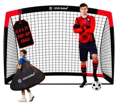 Imagen del producto de Dos porterías de fútbol plegables, de 1,5 x 1,2 metros, con red y bolsa de transporte, ideales para el jardín y para niños