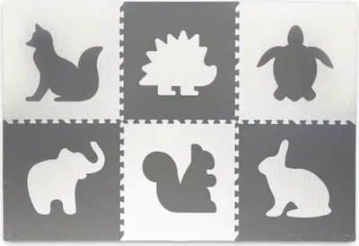 Zdjęcie produktu dla Ricokids duża mata piankowa, puzzle, biało-szare zwierzęta 6 elementów