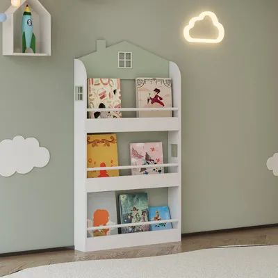 Obrázek produktu pro Dětský regál "Vipsali" v domácím designu 106 x 60 x 12 cm mátově zelená / bílá
