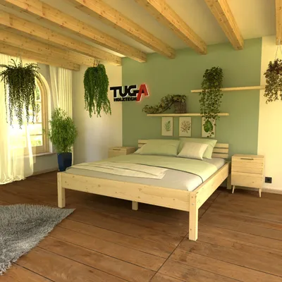 Produktbild von TUGA-Holztech Massivholzbett Doppelbett "Nannerl" 180 220 48 Kopfteil aus 3 Lamellen
