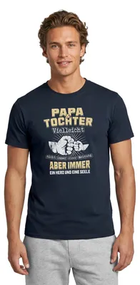 Produktbild von Spreadshirt Papa Und Tochter Ein Herz Und Eine Seele Vatertag Geschenk Männer T-Shirt, XXL, Navy