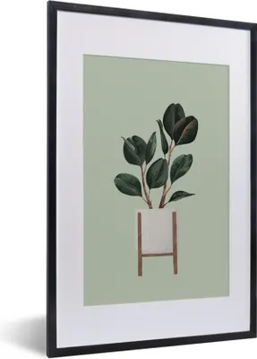Produktbild von MuchoWow® MuchoWow® Gerahmtes Poster Zimmerpflanzen - Blumentopf - Grün 40x60 cm - Poster mit zchwarzem Bilderrahmen - Poster in Rahmen