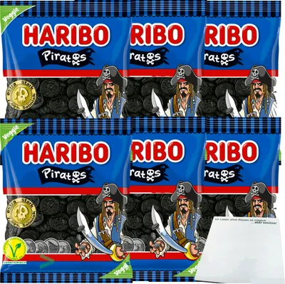 Produktbild von Haribo Piratos Lakritz extra würzig extra stark 6er Pack (6x175G) + usy Block