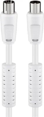 Immagine prodotto di Goobay 50722 Cavo antenna con ferriti (80 dB), 2x schermato, 10 m, bianco - spina coassiale > presa coassiale (completamente schermato)